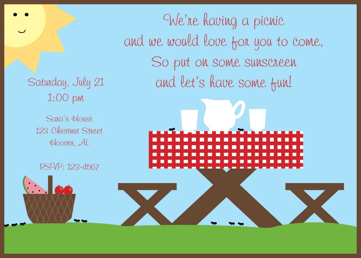 Doc    Work Party Invitation Wording â Similiar Picnic Invitation